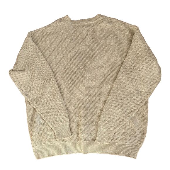 Vtg 90s Beige Textured Button-Up Cardigan Men’s XLT Grandpa Neutral Minimalist - Picture 2 of 6